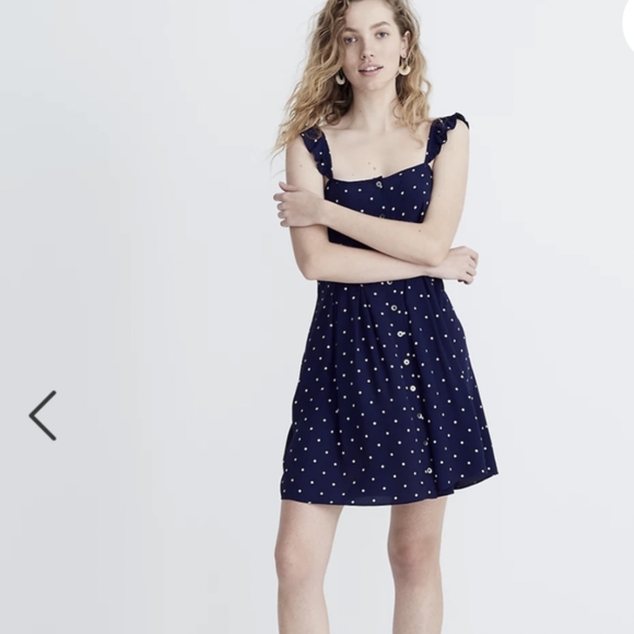 Madewell ruffle strap polka dot dress size 4 - Picture 1 of 11